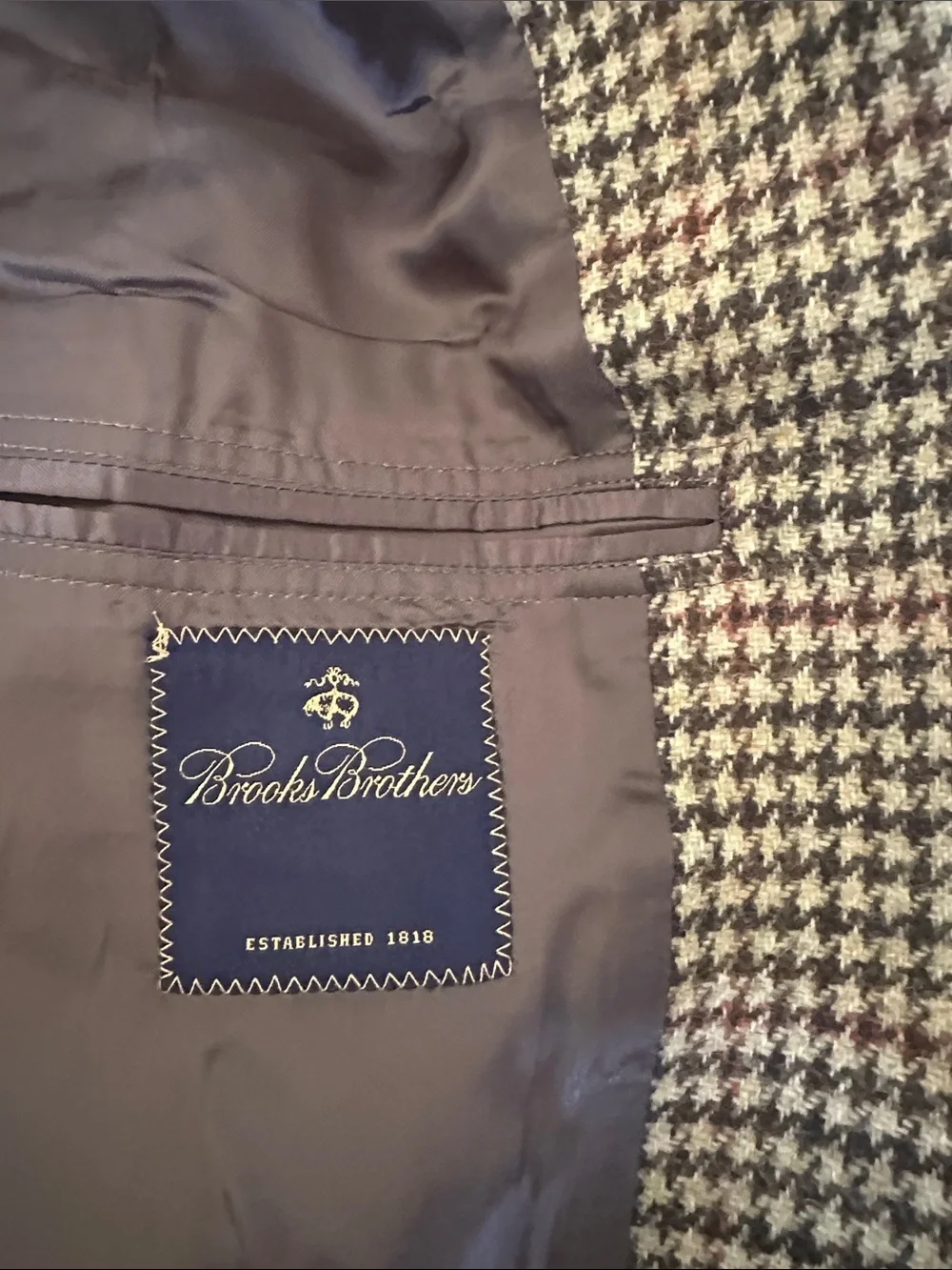 Brooks Brothers Houndstooth Wool Blend Men’s Sports Coat Blazer Size 42 L